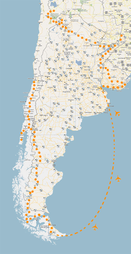 Nuestra ruta por Argentina, Chile y Uruguay